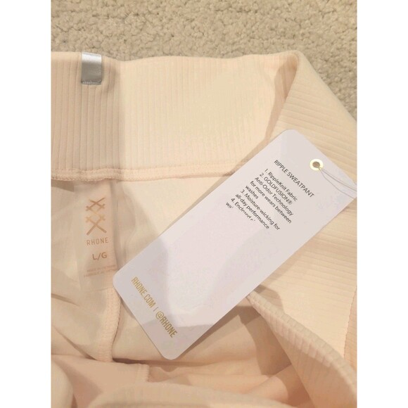 NWT Rhone Ripple Sweatpant Wide Leg Ribbed Cream Women's Large Athleisure Lounge - Picture 11 of 12